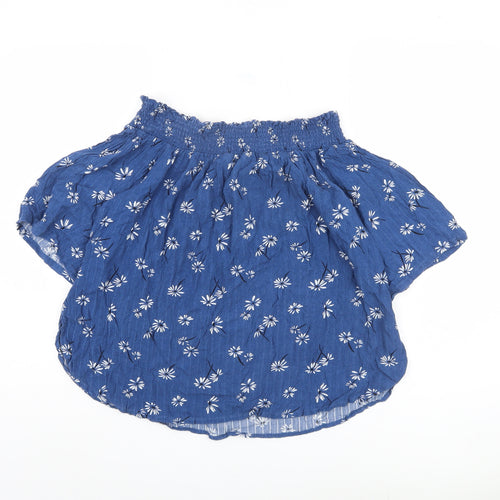 Next Women Blue Floral Cropped Blouse Size 12