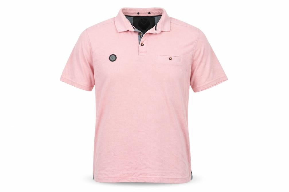 Front view of Heritage Black Label Men's Pink L Polo Short Sleeve