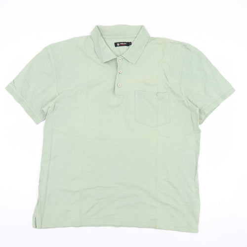 Melka Men's Green Polo, Size L, Casual Short Sleeve