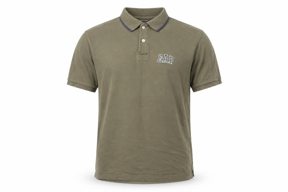 Front view of Gap Men’s Green Polo Shirt Medium Cotton Short Sleeve