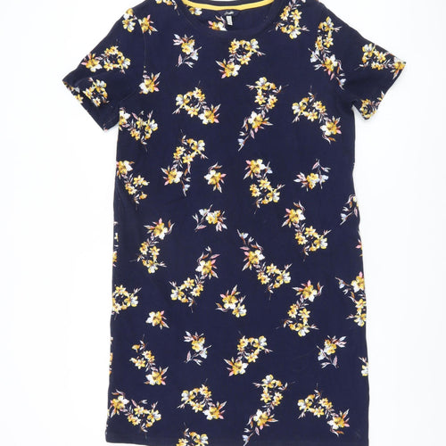 Joules Women's Blue Floral T-Shirt Dress Size 12