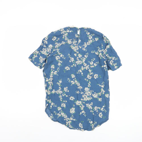 H&M Women's Blue Floral Blouse, Size 8, Spring Style