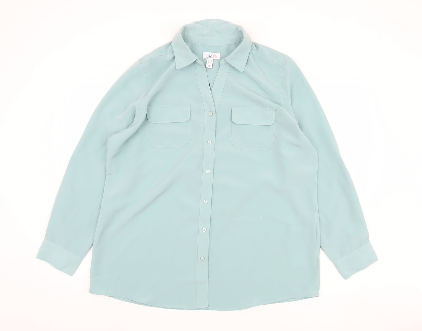 d&co Denim Women Blue XL Collared Button-Up Shirt