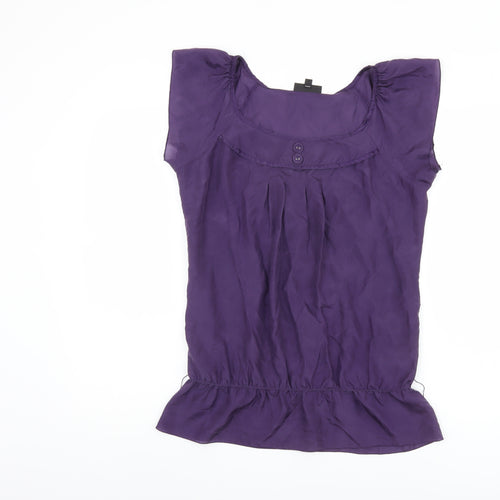 Warehouse Women's Purple Silk Blouse, Size 12, Cap Sleeve