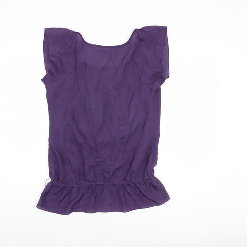 Warehouse Women's Purple Silk Blouse, Size 12, Cap Sleeve