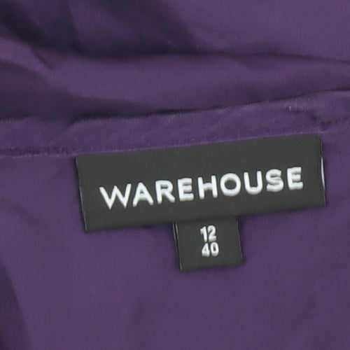 Warehouse Women's Purple Silk Blouse, Size 12, Cap Sleeve