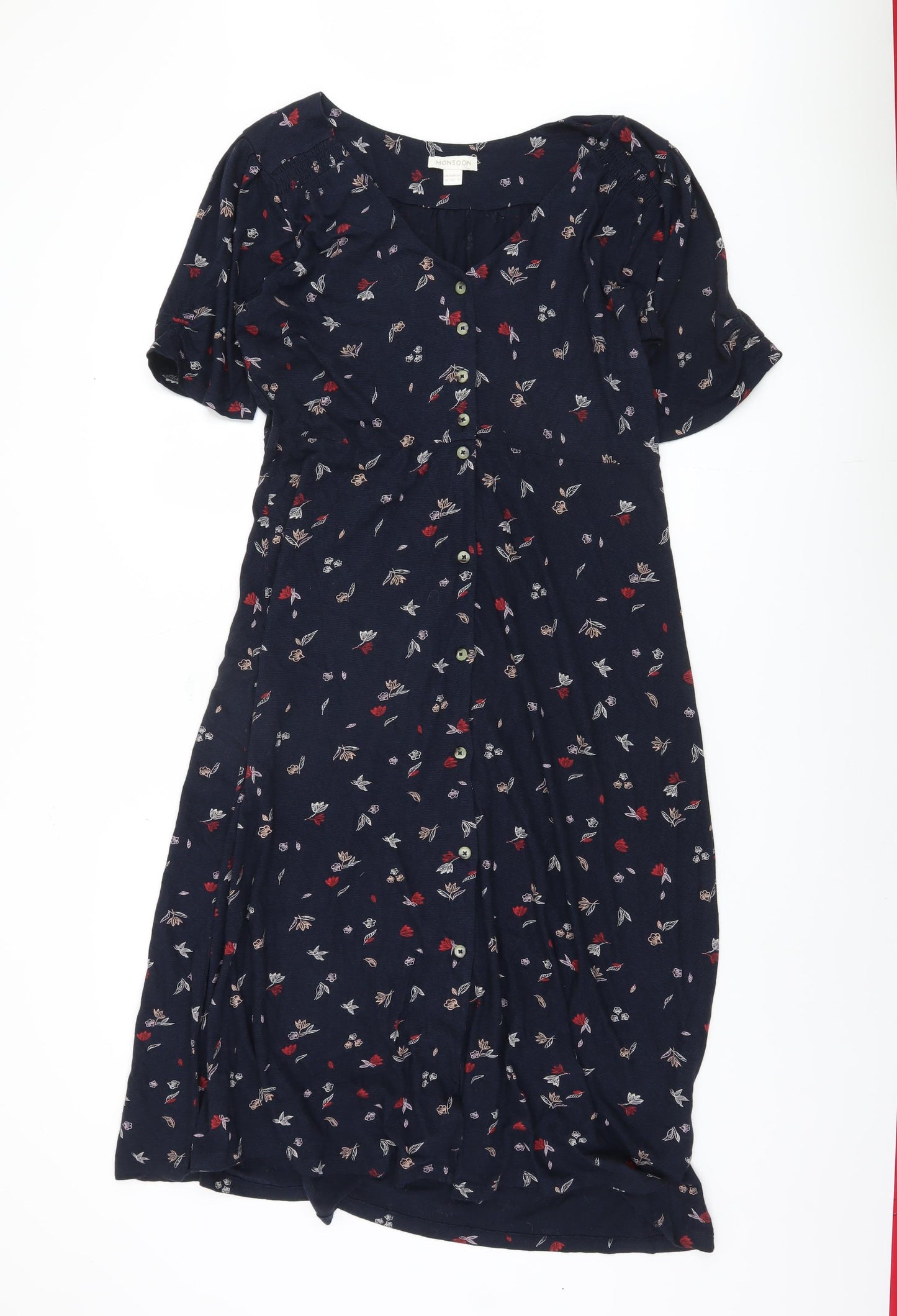 Monsoon Women's Blue Floral Dress Size 16