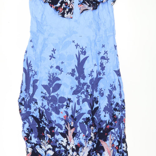 Marks and Spencer Women's Blue Floral Dress, Size 18