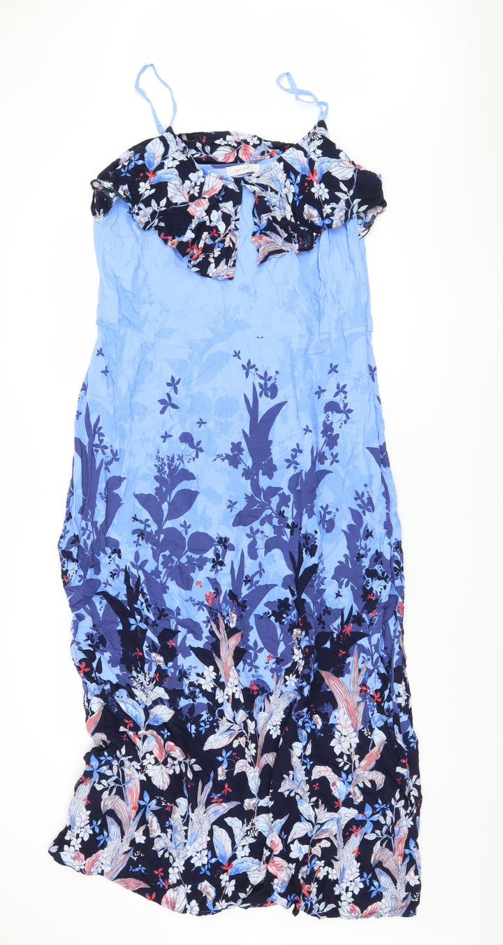 Marks and Spencer Women's Blue Floral Dress, Size 18