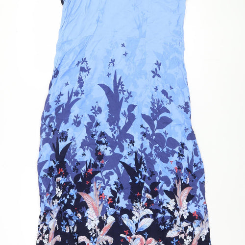 Marks and Spencer Women's Blue Floral Dress, Size 18