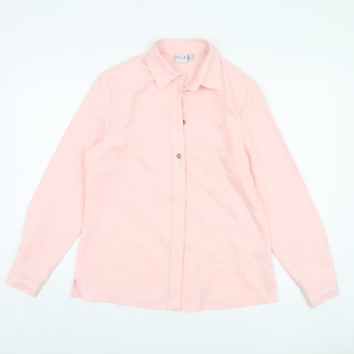 Oscar B. Women's Pink Button-Up Shirt, Size 12, Casual Style