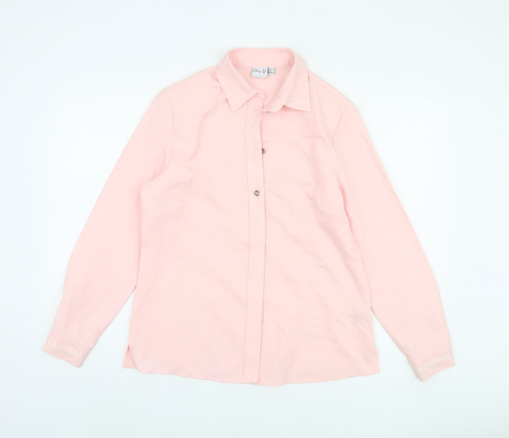 Oscar B. Women's Pink Button-Up Shirt, Size 12, Casual Style