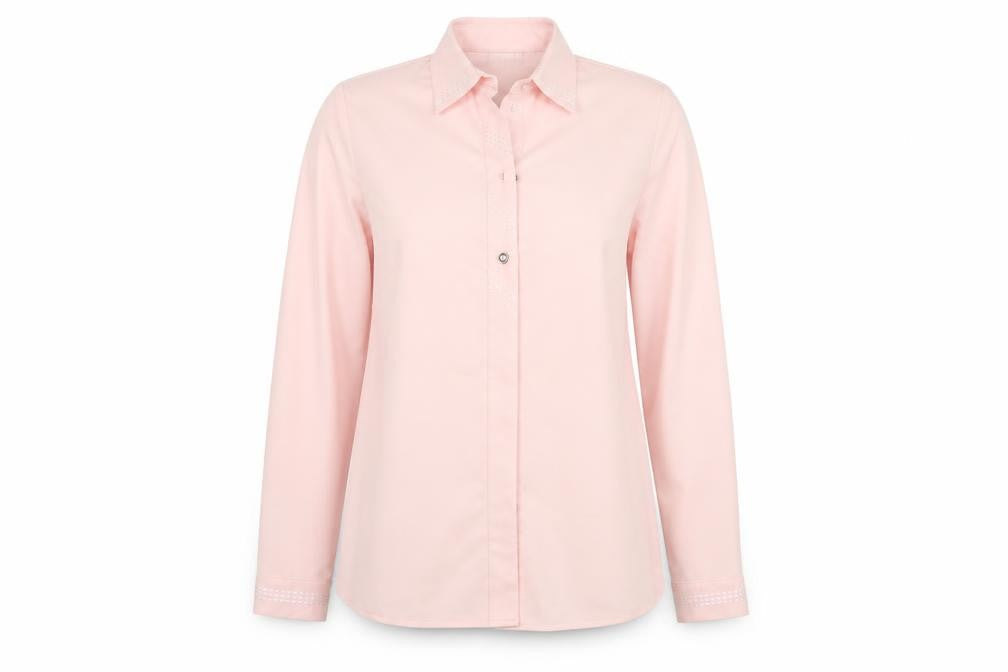 Oscar B. Women's Pink Button-Up Shirt, Size 12, Casual Style