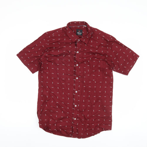 Zeus Men's Red Geometric Button-Up Shirt XL Casual