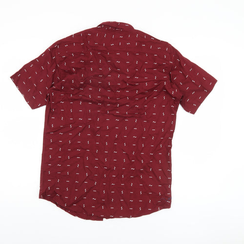 Zeus Men's Red Geometric Button-Up Shirt XL Casual