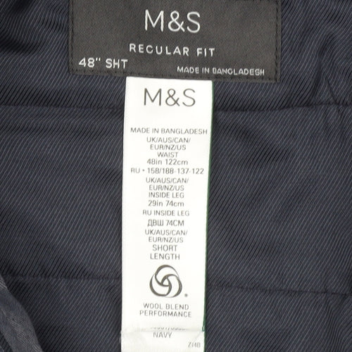 Marks and Spencer Men's Blue Dress Pants, Size 48, Business