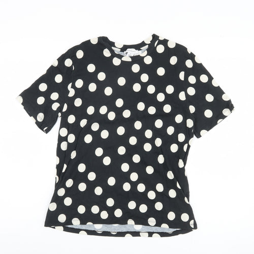 Warehouse Women's Black Polka Dot T-Shirt, M, 100% Cotton