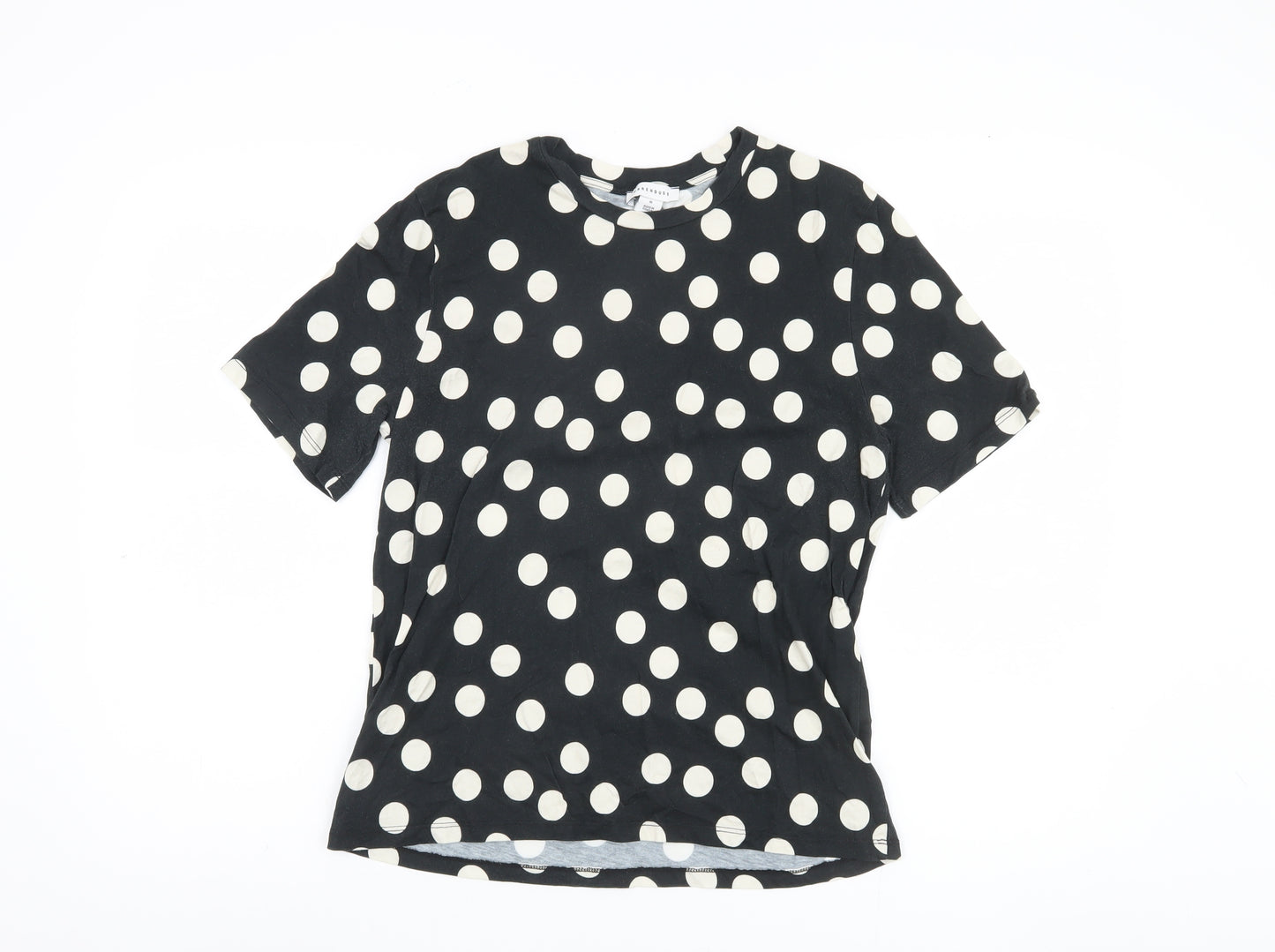 Warehouse Women's Black Polka Dot T-Shirt, M, 100% Cotton