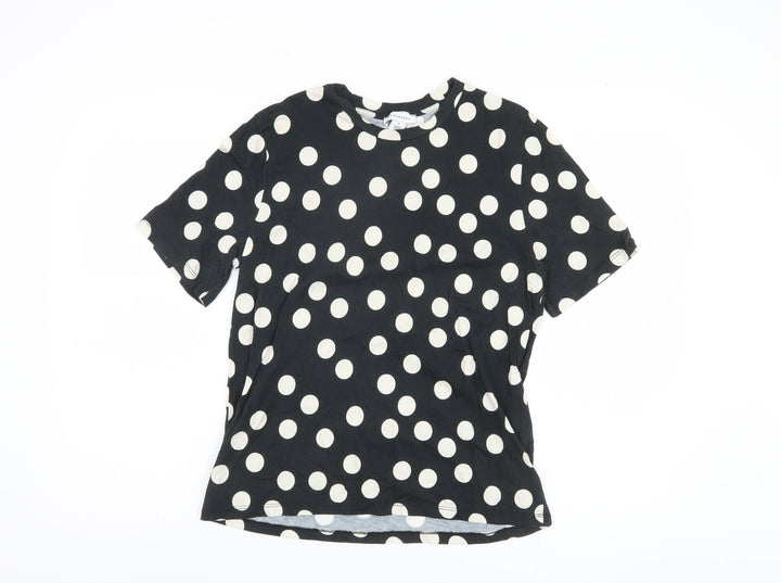 Warehouse Women's Black Polka Dot T-Shirt, M, 100% Cotton