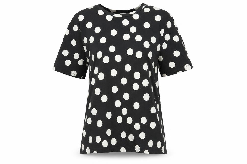 Warehouse Women's Black Polka Dot T-Shirt, M, 100% Cotton