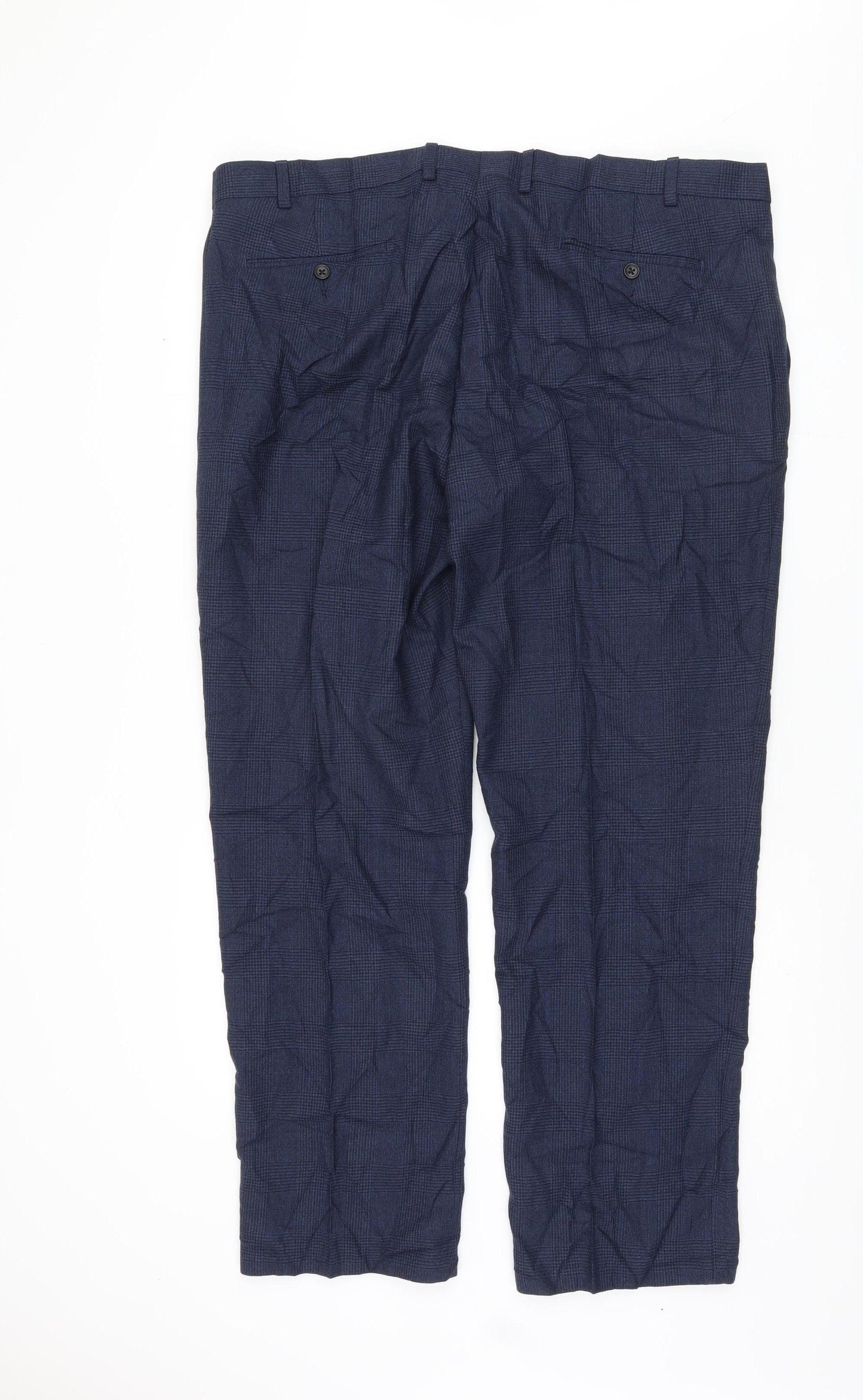 Marks and Spencer Unisex Blue Check Dress Pants, 42