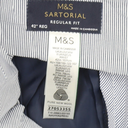 Marks and Spencer Unisex Blue Check Dress Pants, 42