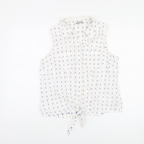 Marks and Spencer Women's White Floral Blouse, Size 16