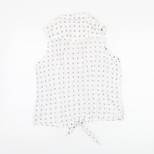 Marks and Spencer Women's White Floral Blouse, Size 16