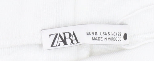 Zara Women's White Straight Trousers - Size S