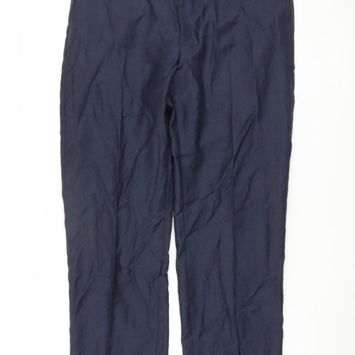 Marks and Spencer Men's Blue Regular Fit Wool Trousers