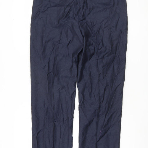 Marks and Spencer Men's Blue Regular Fit Wool Trousers