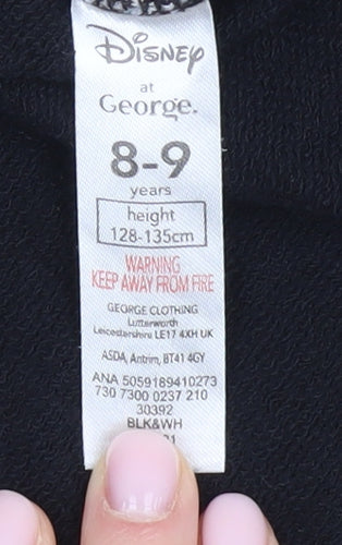 George Girls Disney Hoodie, Black & Beige, 8-9 Years, Pullover
