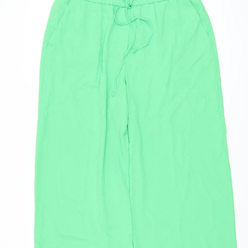 Marks and Spencer Women's Green Wide-Leg Trousers