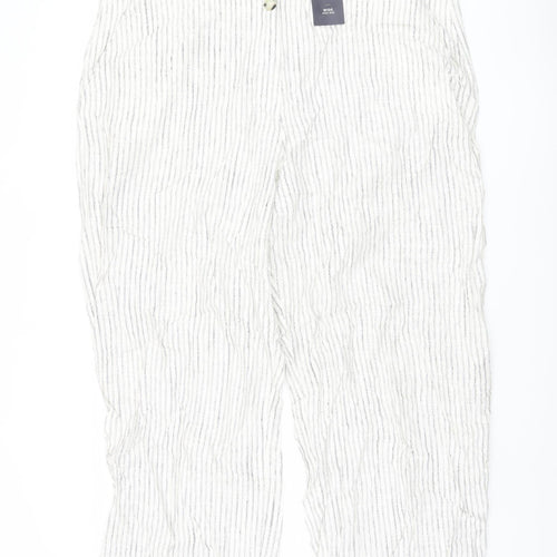 Marks and Spencer Women's White Striped Trousers Size 24