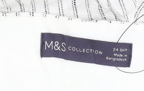 Marks and Spencer Women's White Striped Trousers Size 24