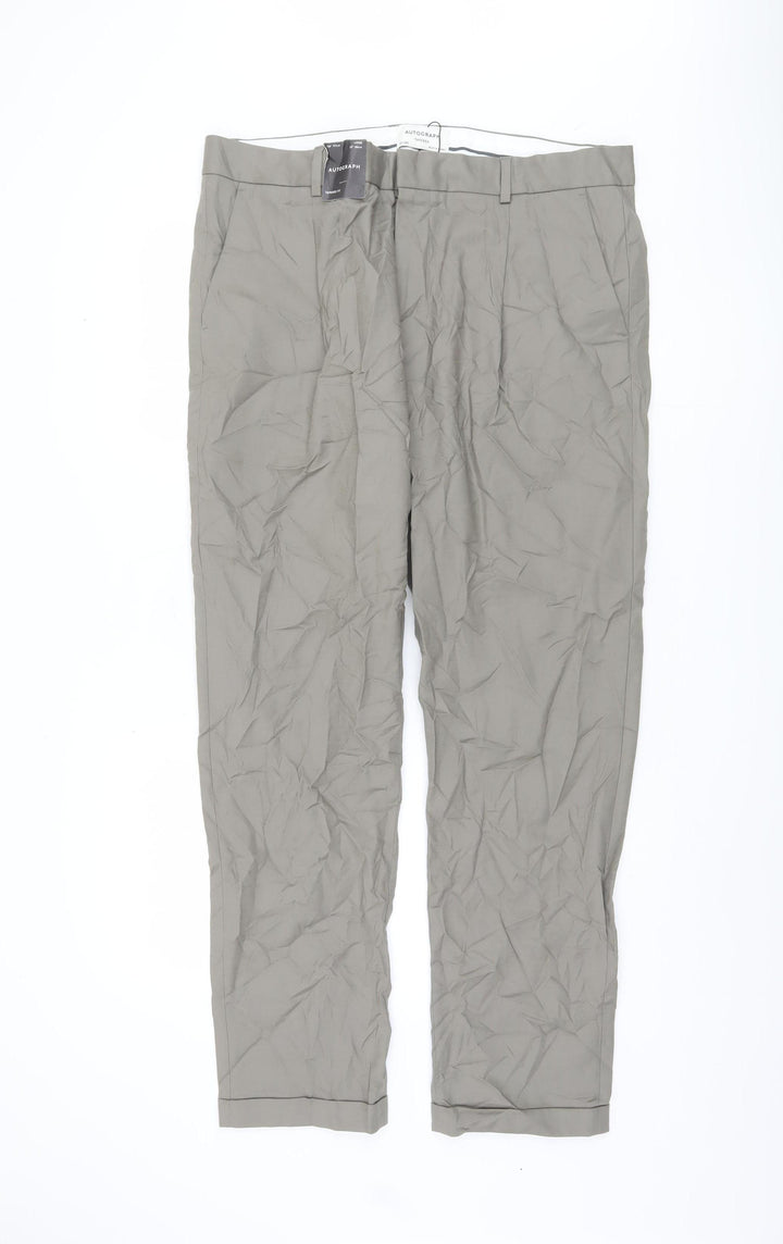 Marks and Spencer Men's Grey Tapered Trousers 38L
