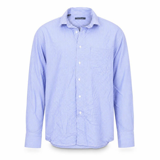 Front view of Daniel Hechter Men's Blue Striped Button-Up Shirt L