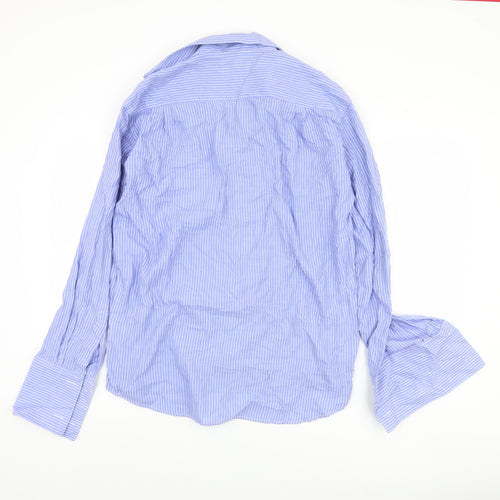 Daniel Hechter Men's Blue Striped Button-Up Shirt L