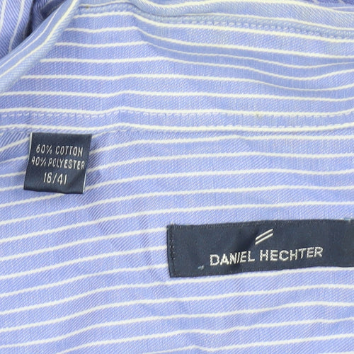 Daniel Hechter Men's Blue Striped Button-Up Shirt L