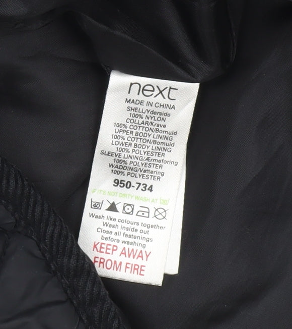 Next Women's Black Quilted Coat Size 10 Belted