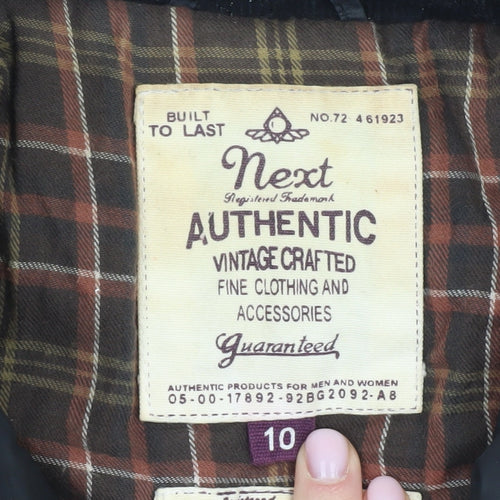 Next Women's Black Quilted Coat Size 10 Belted