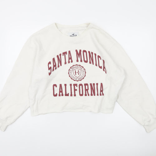 Hollister Women's White Pullover Sweatshirt L