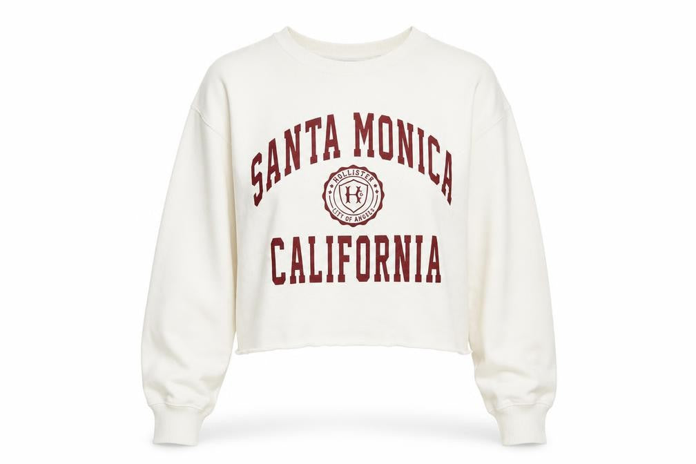 Front view of Hollister Women's White Pullover Sweatshirt L