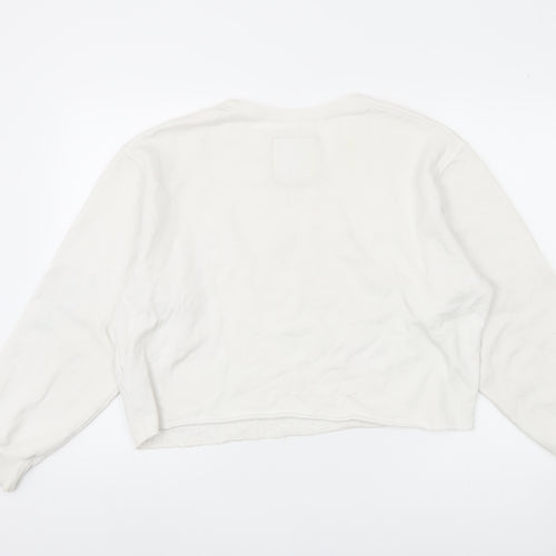 Hollister Women's White Pullover Sweatshirt L