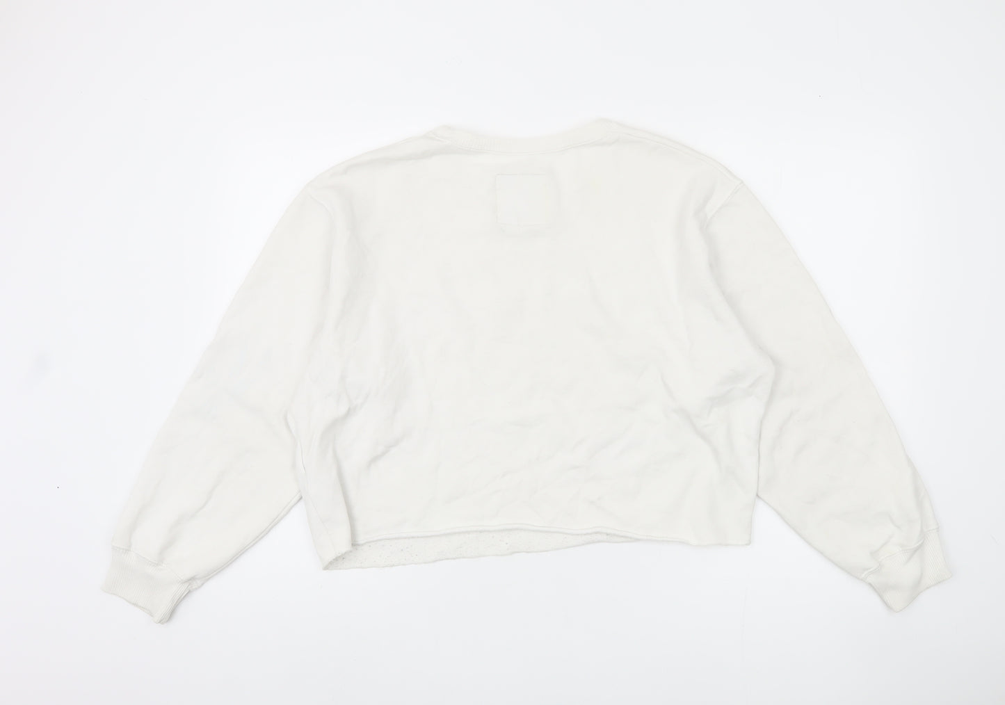 Hollister Women's White Pullover Sweatshirt L
