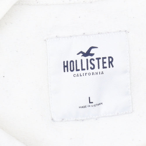 Hollister Women's White Pullover Sweatshirt L