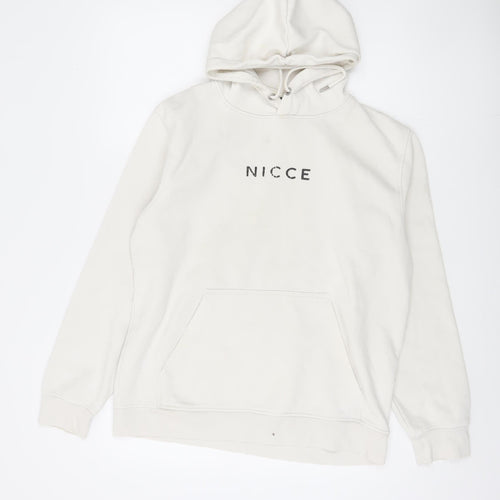 Nicce Men's White Pullover Hoodie M - Logo Accents