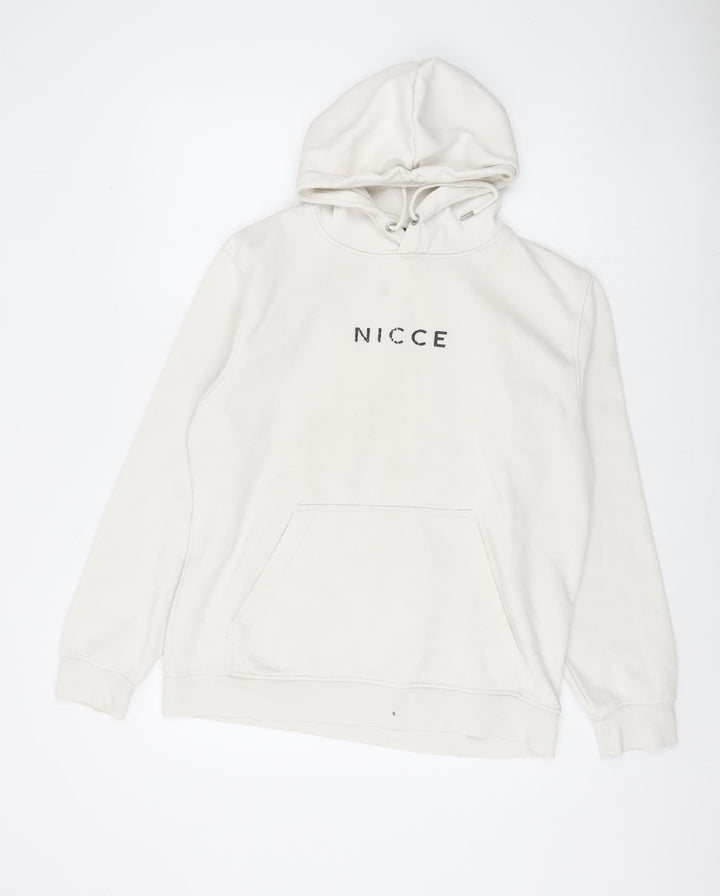 Nicce Men's White Pullover Hoodie M - Logo Accents