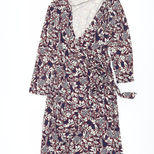 East Women's Multicoloured Wrap Dress Size 10