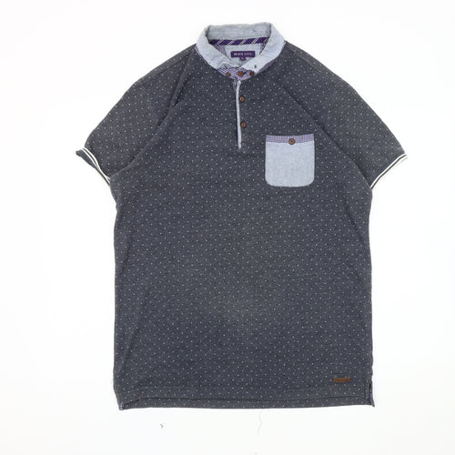 Brave Soul Men's Grey Polka Dot Polo L